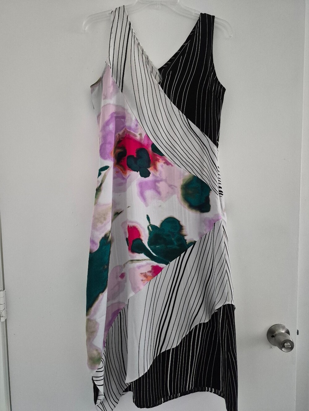 Rachel Roy Amalfi Wrap Dress Black White Floral Geometric Print Sz S
